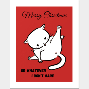 Funny cat with grumpy attitude about Christmas Posters and Art